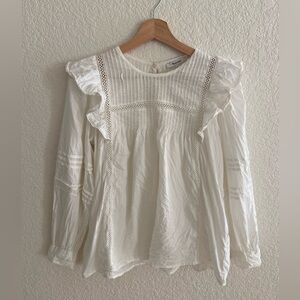 Madewell Full-Sleeve Pintuck Ruffle Top Cottage Prairie